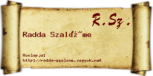 Radda Szalóme névjegykártya